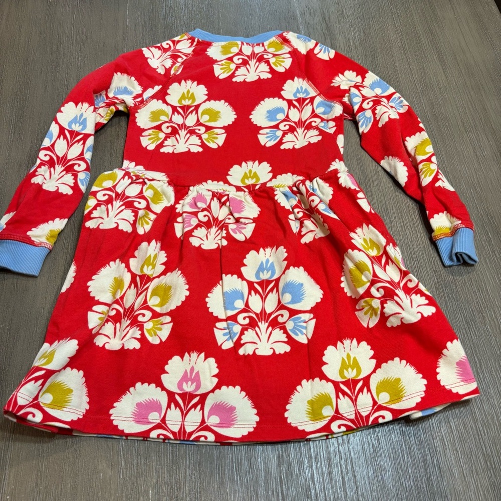Mini Boden Red Floral Sweatshirt Dress - Picture 5 of 6